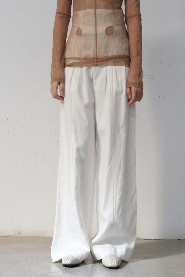 mame kurogouchi viscose linen high waist pants MM22SS PT036 white